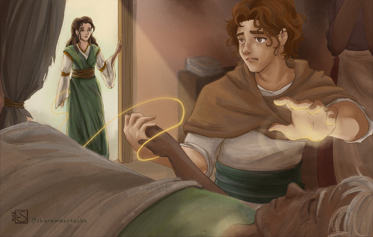 Shara Mae 🐿️ moved to 💙 ☁️ (@sharamaestache) on Twitter photo Emhira watching over Ayden. Though he cannot save everyone, he will still try
For <a href="/ExandriaArtists/">Artists' Guild of Exandria</a> Calamity Project
#AGECalamity #CriticalRoleFanArt Emhira watching over Ayden. Though he cannot save everyone, he will still try
For <a href="/ExandriaArtists/">Artists' Guild of Exandria</a> Calamity Project
#AGECalamity #CriticalRoleFanArt