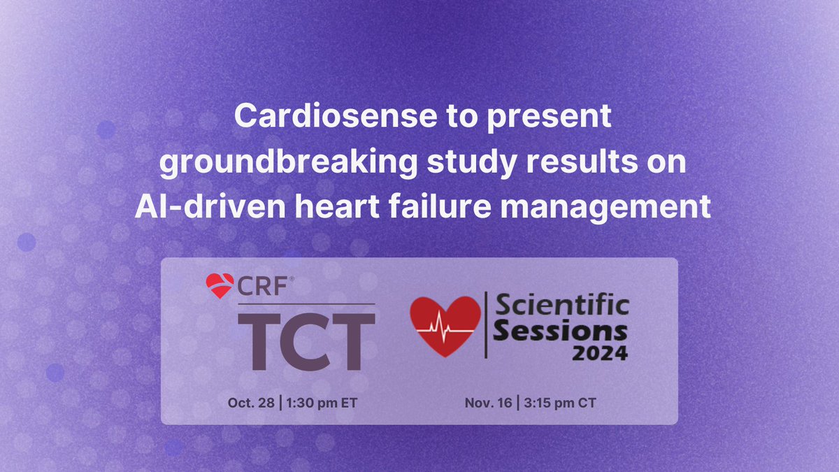 We're on a mission to transform heart failure management for the 6M+ Americans in need and democratize specialty care. Join us at #TCT2024 &amp; @American_heart as we unveil groundbreaking study results on our AI-driven, non-invasive heart failure management platform. #Cardiology