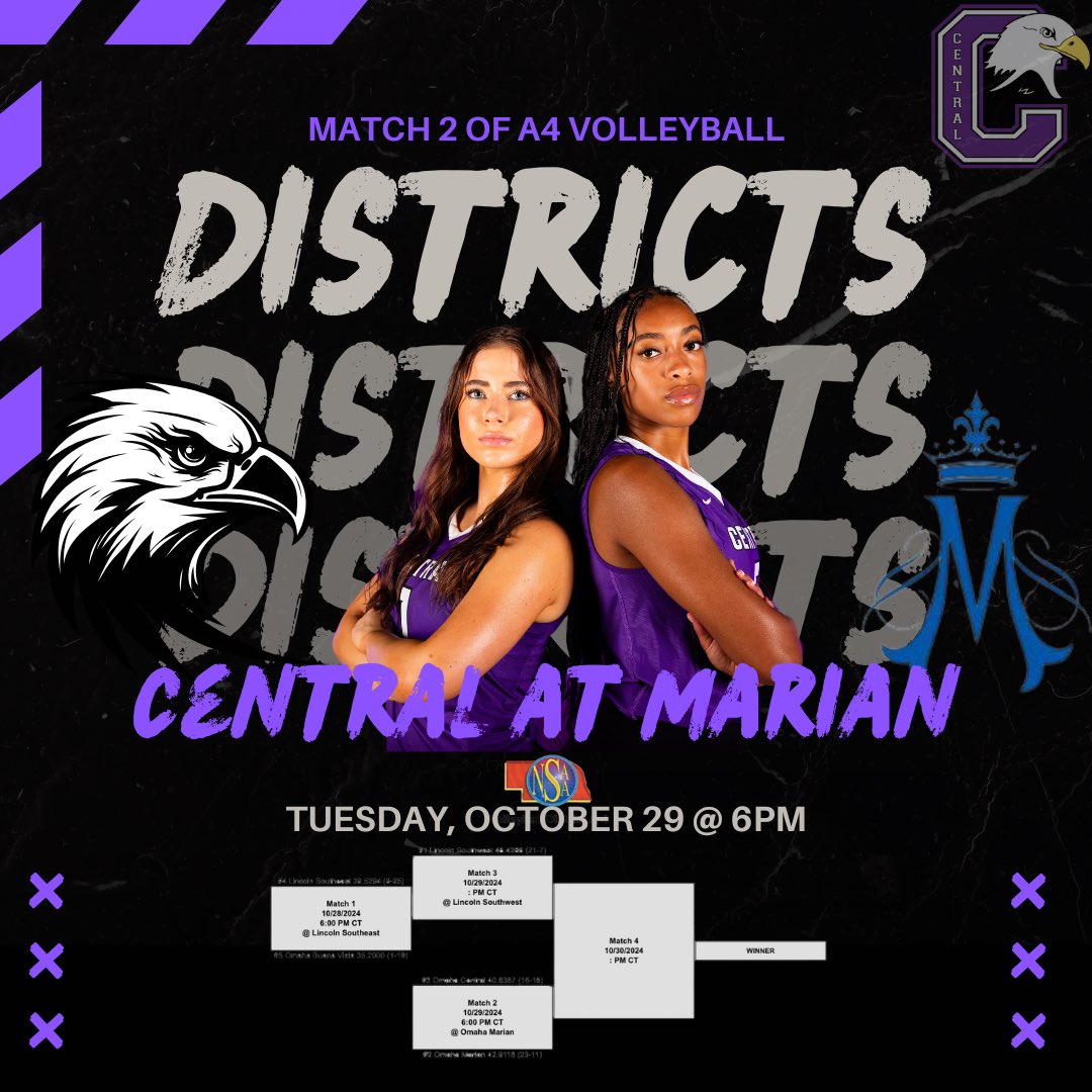 Tuesday, October 29 is our District Match up against Marian. This game will be played at Marian at 6pm.