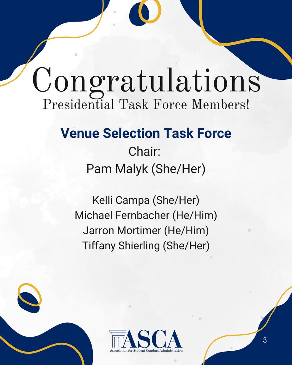 We are pleased to announce that the Presidential Task Force Chairs have successfully completed the selection process, and President Christina Liang has officially appointed members to the Model Procedures, Student Organization Content, and Venue Selection Task Forces.