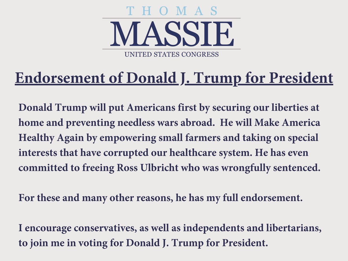 I am honored to endorse <a href="/realDonaldTrump/">Donald J. Trump</a> for President!