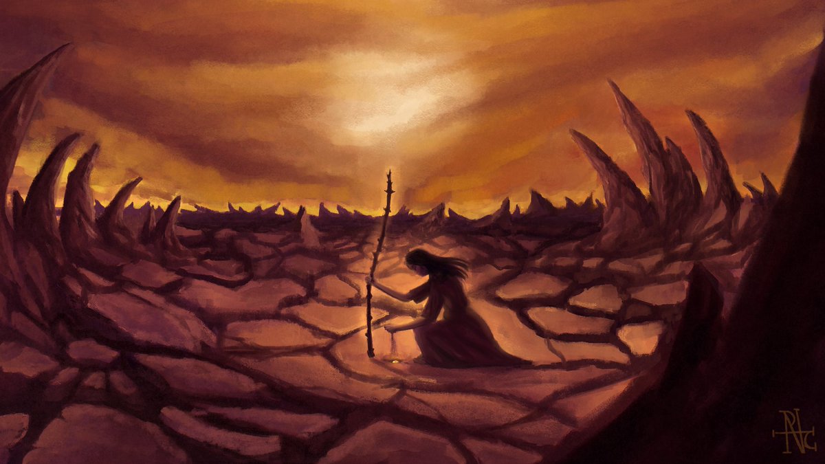 "Hope amidst destruction"
The Wildmother planting the seed of the Arbor Exemplar.
 <a href="/ExandriaArtists/">Artists' Guild of Exandria</a> ! #AGECalamity #criticalrolefanart