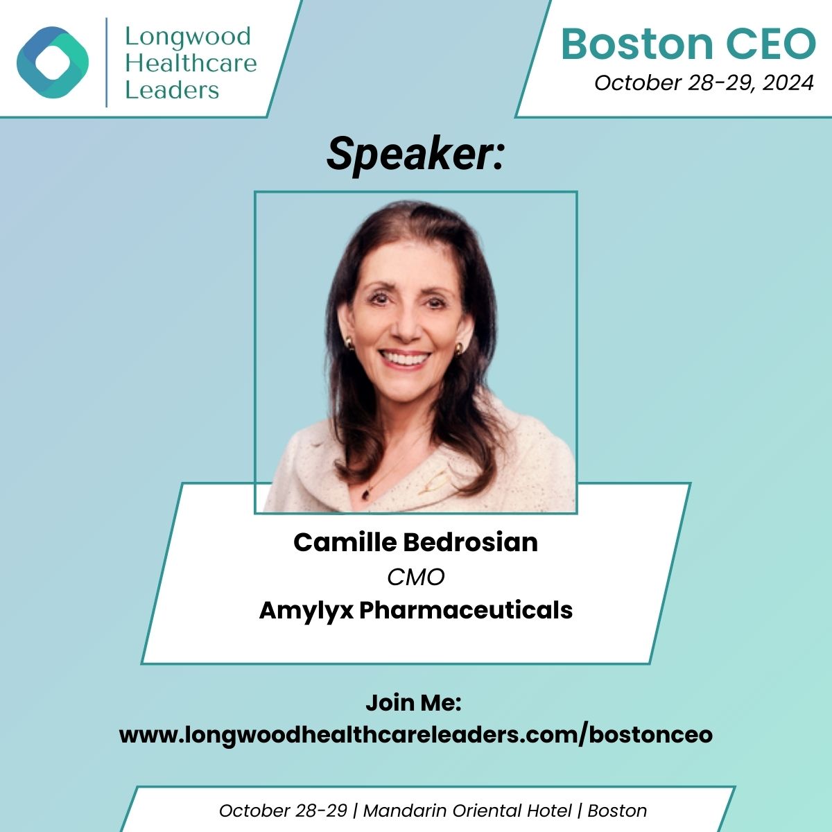 Amylyx (@amylyxpharma) on Twitter photo We’re excited to attend the upcoming <a href="/LongwoodLeaders/">Longwood Healthcare Leaders</a> Boston CEO Meeting on Monday! Amylyx’ Chief Medical Officer, Camille Bedrosian, MD, will join top industry voices to discuss innovation in clinical trials and the future of healthcare innovation. We’re excited to attend the upcoming <a href="/LongwoodLeaders/">Longwood Healthcare Leaders</a> Boston CEO Meeting on Monday! Amylyx’ Chief Medical Officer, Camille Bedrosian, MD, will join top industry voices to discuss innovation in clinical trials and the future of healthcare innovation.
