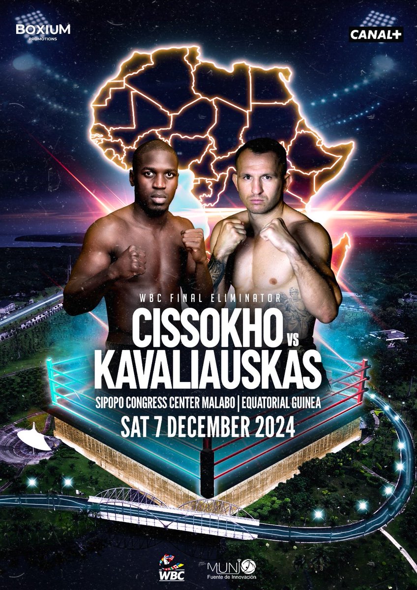 KlimasBoxing's tweet photo. 🚨 FIGHT ANNOUNCEMENT! 🚨
CISSOKHO vs KAVALIAUSKAS
7 DEC | SIPOPO CONGRESS CENTER | 🇬🇶 MALABO 🏆 Boxium Promotions, Canal+. 📺🔥
#WBCFinalEliminator #BoxiumPromotions #CissokhoKavaliauskas #Kavaliauskas 🇱🇹🇱🇹🇱🇹 https://t.co/YsscmOT7Wu