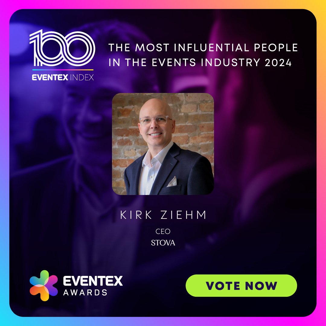 🎉 We're excited to announce that Stova's CEO, Kirk Ziehm, is a nominee for the Eventex index of The Most Influential People in the Events Industry 2024! Vote for Kirk here: hubs.la/Q02VT7nm0