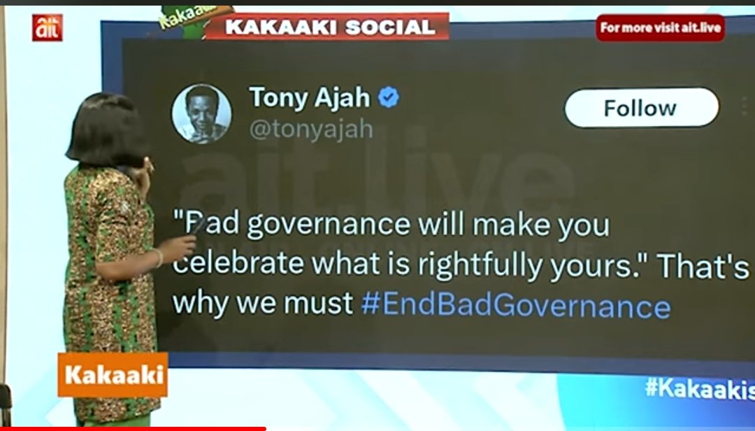 tonyajah's tweet image. Someone called my attention that AIT Kakaaki Social mentioned one of my tweets. @AIT_Online
The other time it was Arise TV. Tomorrow, it may be CNN.
Let's keep speaking the truth, even when your voice is shaking. 😊 Your voice is your power! 💪