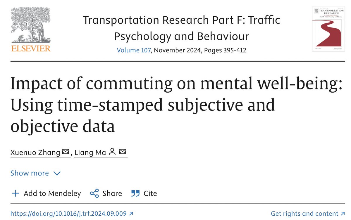 DavidZipper's tweet photo. "Longer commutes worsen mood, while cycling improves it."

https://t.co/dd4oLbqpqE https://t.co/SPX7fcrTAu