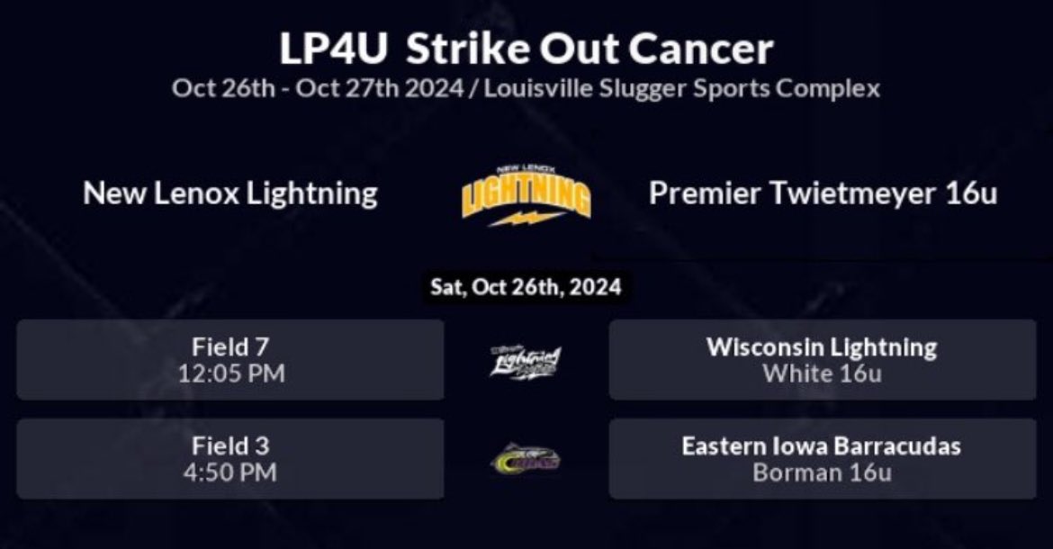 Can’t wait to get back on the field with my team In Peoria this weekend! Here is our schedule so far! ⚡️⚡️ <a href="/cmonrovia/">Coach Cathy Monroe</a> <a href="/TyraPerry13/">Tyra Perry</a> <a href="/Coach_Tarter/">Heather Tarter</a> <a href="/tdraves/">Tony Draves</a> <a href="/katedrohan/">Kate Drohan</a> <a href="/lizjagielski/">Elizabeth Jagielski</a> <a href="/Coach_KPaulson/">Kristi Paulson - EIU Softball</a> <a href="/CoachSWillis22/">Sarah Willis</a> <a href="/NLL18UGold/">New Lenox Lightning 18U Gold</a> <a href="/NLLightningST/">New Lenox Lightning ST</a>