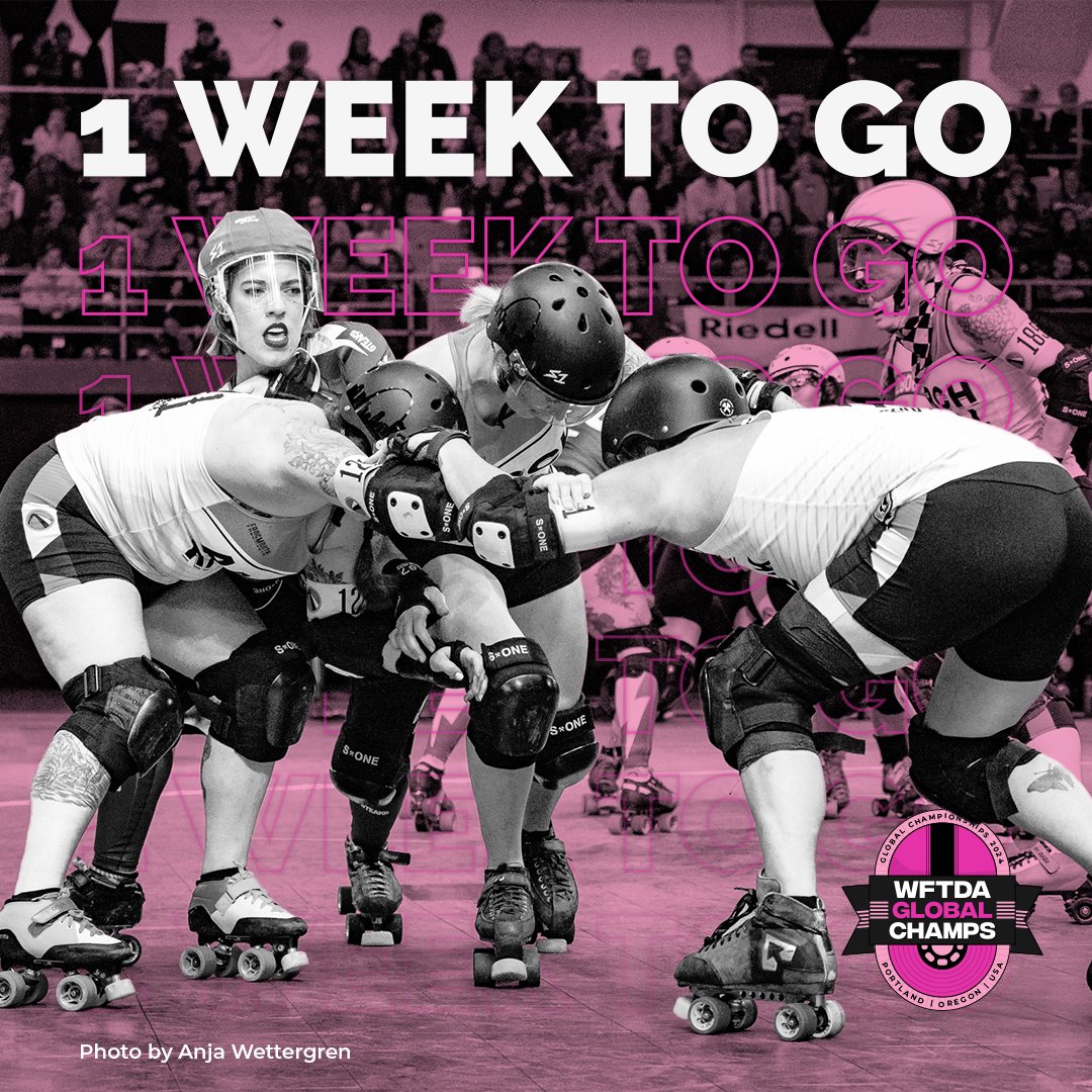 WFTDA (@wftda) on Twitter photo We're just one week away from the 2024 WFTDA Global Championships, hosted by <a href="/RoseCityRollers/">rosecityrollers</a> in Portland, Or, USA, Nov 1-3! Whether you're attending in person or watching live on our Sporfie channel, you can find all the info you need on our website at wftda.com/2024-wftda-glo…. We're just one week away from the 2024 WFTDA Global Championships, hosted by <a href="/RoseCityRollers/">rosecityrollers</a> in Portland, Or, USA, Nov 1-3! Whether you're attending in person or watching live on our Sporfie channel, you can find all the info you need on our website at wftda.com/2024-wftda-glo….