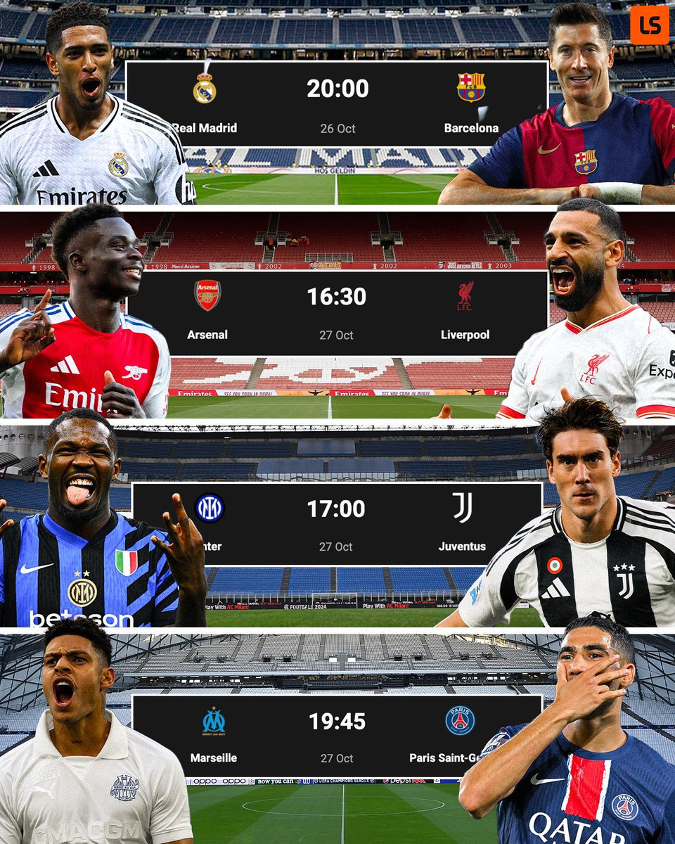VarBarPodcast's tweet photo. This weekend promises to be glorious for football fans across Europe! What games are you looking forward to? #varbar #barca #ElClassico #realmadrid #AFC #LFC #YNWA https://t.co/0shtaEQbXQ