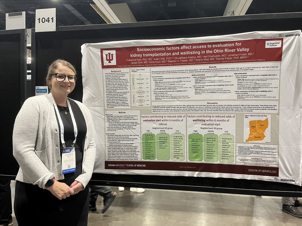Neha Pottanat, MD (@nehapottanat) on Twitter photo What a great poster summarizing the work being done in understanding access to kidney transplant waitlisting in the Midwest (ESRD network 9). Congrats!
#ASN2024 <a href="/cathygillis/">Cathy</a> <a href="/Regenstrief/">Regenstrief Institute, Inc.</a> <a href="/IUMedSchool/">IU School of Medicine</a> What a great poster summarizing the work being done in understanding access to kidney transplant waitlisting in the Midwest (ESRD network 9). Congrats!
#ASN2024 <a href="/cathygillis/">Cathy</a> <a href="/Regenstrief/">Regenstrief Institute, Inc.</a> <a href="/IUMedSchool/">IU School of Medicine</a>