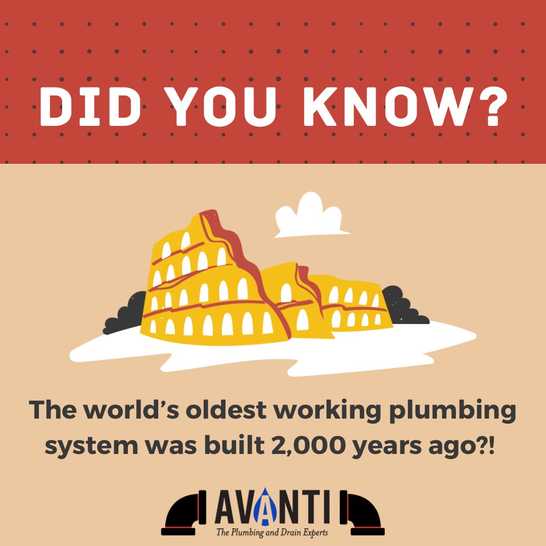 AvantiPlumDrain's tweet image. Happy Friday! Did you know the world’s oldest working plumbing system was built by the ancient Romans over 2,000 years ago—and some of it is still functioning today? Talk about long-lasting! Guess they really knew how to go with the flow!
#FunFactFriday #FridayFunny #PipeDreams