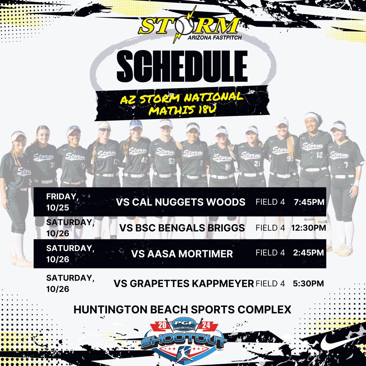 This weekend presents a great opportunity to see uncommitted talent from <a href="/MathisStorm/">AZ Storm National Mathis</a> 

2026’s:
<a href="/aniyah_jaiman11/">Aniyah Jaiman</a> OF
<a href="/Sammi2026/">Sammi Boggs</a> P

2027’s:
<a href="/BriGardiner2027/">Brielle Gardiner</a> P / IF
<a href="/AubreyChavez23/">Aubrey Chavez</a> P / 3B