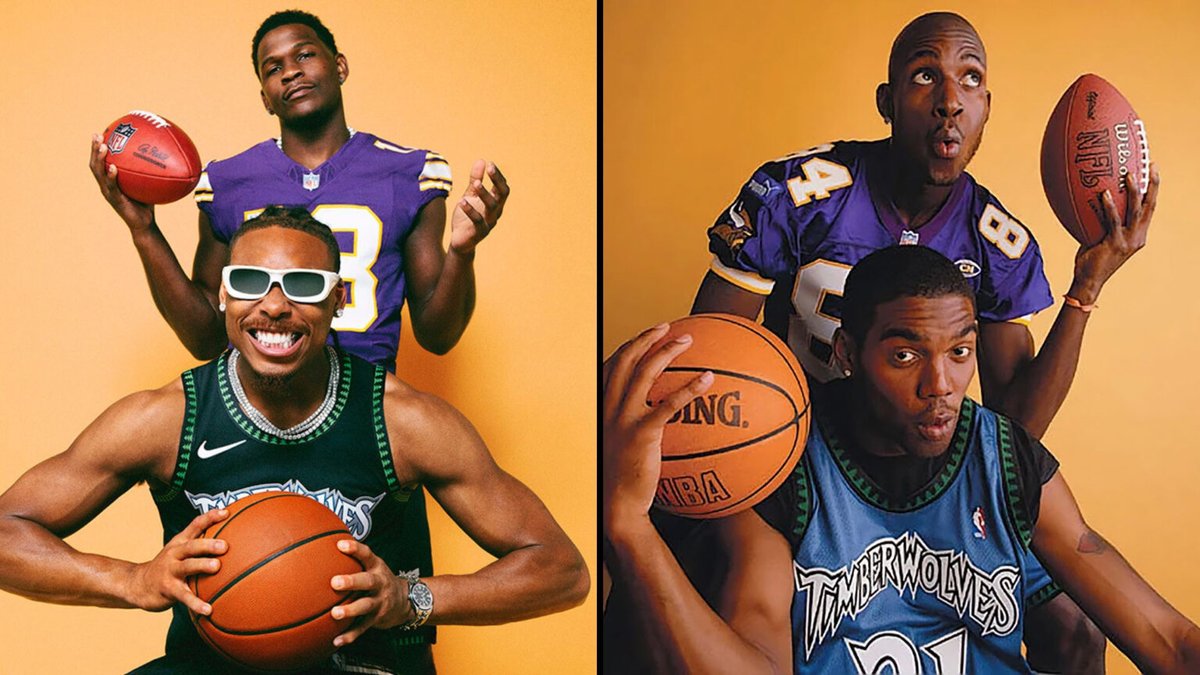 🏀 @theantedwards_ 🤝 <a href="/JJettas2/">JJETS✈️</a> 🏈

ESPN senior editor <a href="/JstnMchl/">justin bey</a> shares details on how the two Minnesota stars recreated an iconic photo from 24 years ago for the latest ESPN Cover Story

🔗 bit.ly/3NFaZND