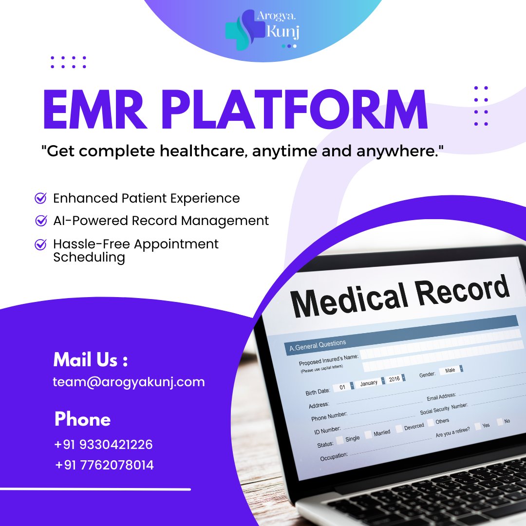 ArogyaKunj's tweet photo. Offering complete healthcare access anytime, anywhere, our AI-powered record management and hassle-free appointment scheduling are designed to elevate the patient experience like never before. Get the support you need with streamlined care, right at your fingertips! 💙👨‍⚕️👩‍⚕️ https://t.co/f9b8LIOpNW