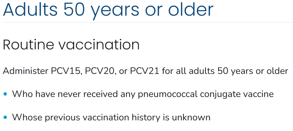 BReaking news!!!!

Pneumococcal vaccine age drops to 50!!!!