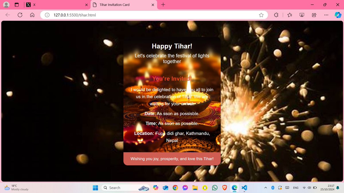 Deadly_ruch's tweet photo. 30 days learning of web development with #LearningUtsav on day20. I have completed my #LUD20 work and learned to use simple animation. Having fun with
@LearningUtsav  #FestivalOfLearning https://t.co/9kinkkM7rj