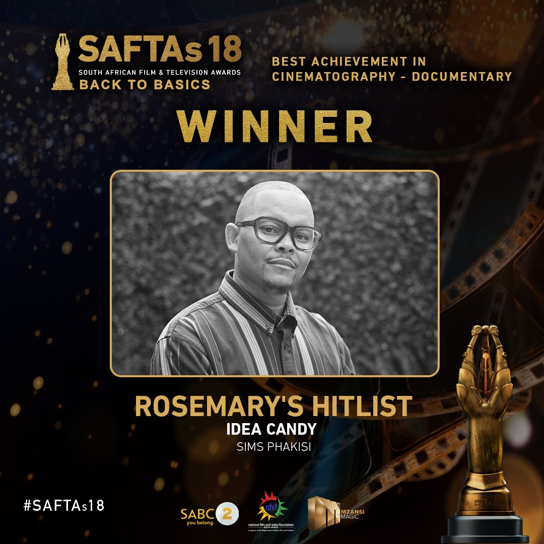 SAFTAs_1's tweet image. Congratulations to Sims Phakisi for winning Best Achievement in Cinematography – Documentary for Rosemary's Hitlist at #SAFTAs18! 🎥🏆     #BackToBasics