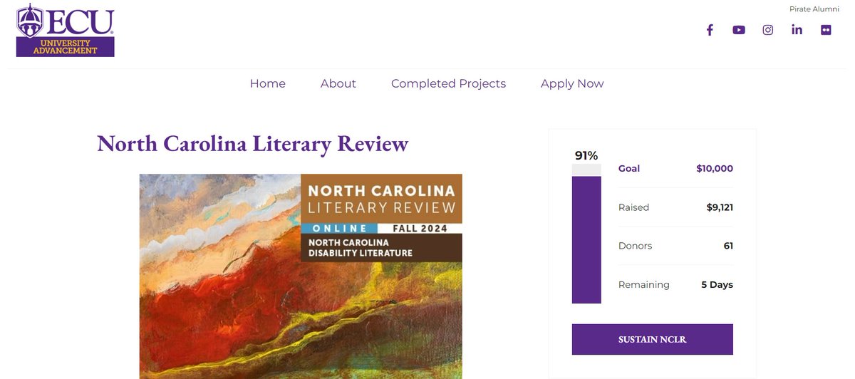 WE ARE THIS CLOSE to meeting our crowdfunding campaign goal!! Can you help us? Every $5 goes a long way! >> give.ecu.edu/nclr