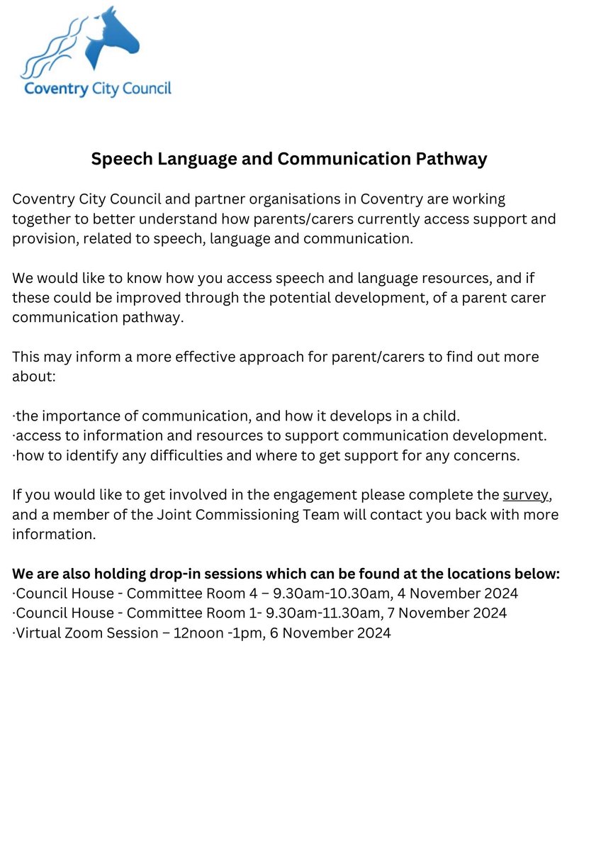 Coventry agency updates
Here we have some information to share  📄

Coventry City Council: 
coventry.gov.uk/speech-languag…

Occupational Health, Safety and Wellbeing content.govdelivery.com/accounts/UKCOV…