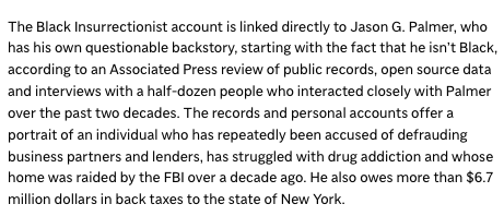 A bullshit story about an ABC whistleblower made it from a random X user to Donald Trump in 7 hours, a testament to the right's total lack of standards. mediamatters.org/fox-business/m…

Now the AP has figured out who started it. apnews.com/article/black-…
