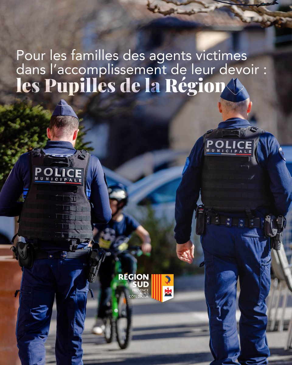Pour l’ensemble des enfants mineurs des forces de l’ordre décédés dans l’exercice de leurs missions, la Région Sud crée le statut de Pupilles de la Région.

Avec notre plan Région Sud, la région sûre, nous nous tenons aux côtés des femmes et des hommes sur le terrain qui, au