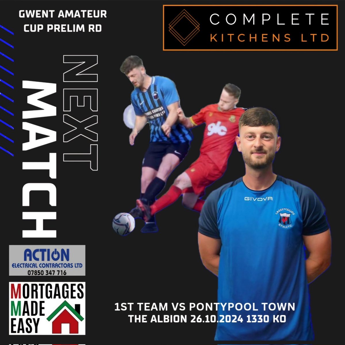 Tomorrow the 1st team head up to <a href="/PontypoolTownFC/">Pontypool Town AFC</a> in the Gwent Amateur Cup, in what promises to be the toughest game so far.