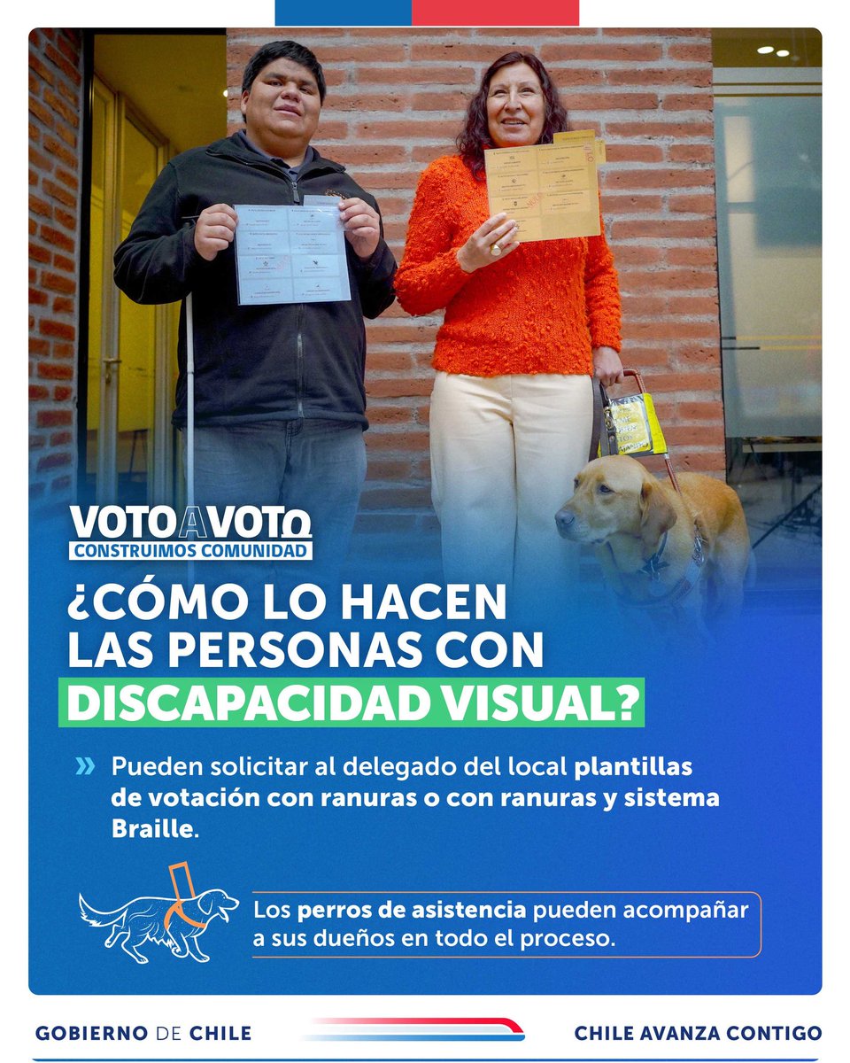 Todos y todas deben ejercer su derecho a voto, aquí te explicamos cómo lo pueden hacer las personas con discapacidad a través de las medidas de accesibilidad. 🔗 Más información en servel.cl