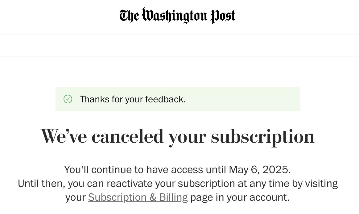 paulreali's tweet photo. I'm not buying Will Lewis' explanation for no presidential endorsement from @washingtonpost. And I'm no longer buying his paper, either. Democracy dies in darkness, indeed. https://t.co/oC656BSM2v