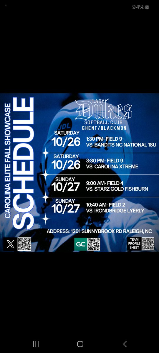 Here's the game times to all coaches who may come and check us out. Hope to see y'all there..