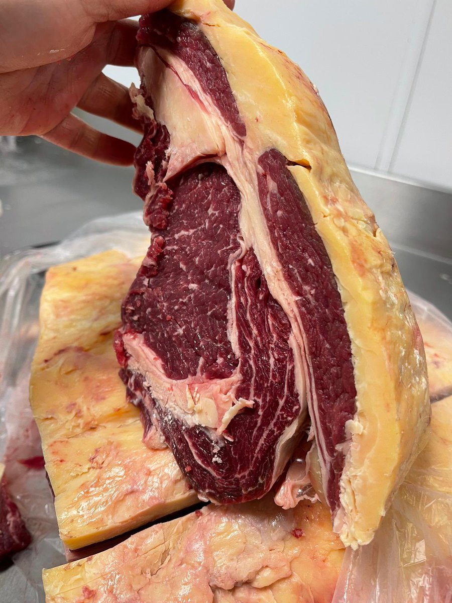 James Robinson (@jrfromstrickley) on Twitter photo Cows that have come to the end of their role within our dairy herd, finished slowly on organic pasture over the summer.
Their diet, breed & age makes for a rich flavour, colour & fat. The marbling & the yellow outer fat is👌
Photo <a href="/blkbullsedbergh/">The Black Bull Inn</a> who are using our farm’s meat. Cows that have come to the end of their role within our dairy herd, finished slowly on organic pasture over the summer.
Their diet, breed & age makes for a rich flavour, colour & fat. The marbling & the yellow outer fat is👌
Photo <a href="/blkbullsedbergh/">The Black Bull Inn</a> who are using our farm’s meat.