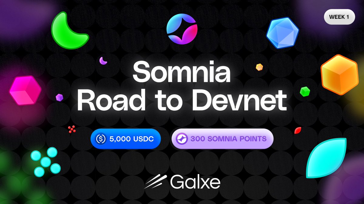 🚀 The #SomniaDevnet journey is officially ON, and we want you to be part of it! 🎉

👉  app.galxe.com/quest/somnia/G…

We’ve created some exciting <a href="/Galxe/">Galxe</a> quests just for you, where you can explore, earn rewards, and get ahead of the game building on our 400k+ TPS blockchain.

Got a