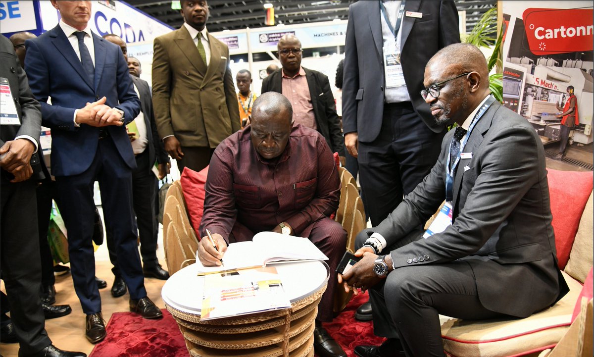 PMNdiaye's tweet photo. Congratulations to the @NlleMiciEmbaci team for their outstanding presence at Afrik'Embal trade fair. I truly wish more of the world could have witnessed the incredible presentation that was put forward through a magnificent booth entirely made of cardboard illustrating NMEs creativity and leadership on the circular economy. This focus on the circular economy when combined with NME’s leadership in packaging, is definitely going to thrust the industry in a new and even more promising directions. 

A special thanks to Mr. Kobenan Kouassi Adjoumani, Minister of State, Minister of Agriculture and Rural Development of Côte d’Ivoirer who dedicated much of his time visiting the NME booth.  

It was also a pleasure to spend time with our valued partners from @norfund and Injaro. Teaming up with these institutions, which have an unparalleled commitment to the development of the African private sector, fills me with great optimism about how much of NME’s tremendous potential we will collectively realize in the coming years. 

@acdiadhiou, @tellefthor, @NWFynn, @fabyyy, @dadie_tayoraud