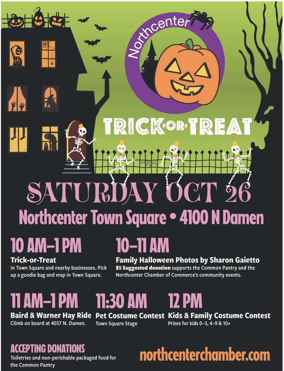 Join the <a href="/Northcenter/">Northcenter Chamber of Commerce</a>  Chamber of Commerce for their Halloween Trick or Treat event this Saturday! There will be festive fun activities, including family Halloween photos, a hayride, and costume contests for kids and families.
