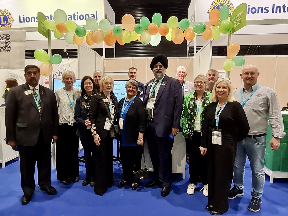 Lions from Ireland are busy at the Europa Forum in Bordeaux encouraging Lions from across Europe to visit the Lions Europa Forum Dublin in 2025!

They are pictured here with Lions International President Fabrício Oliveira and International Vice President AP Singh. #EuropaForum