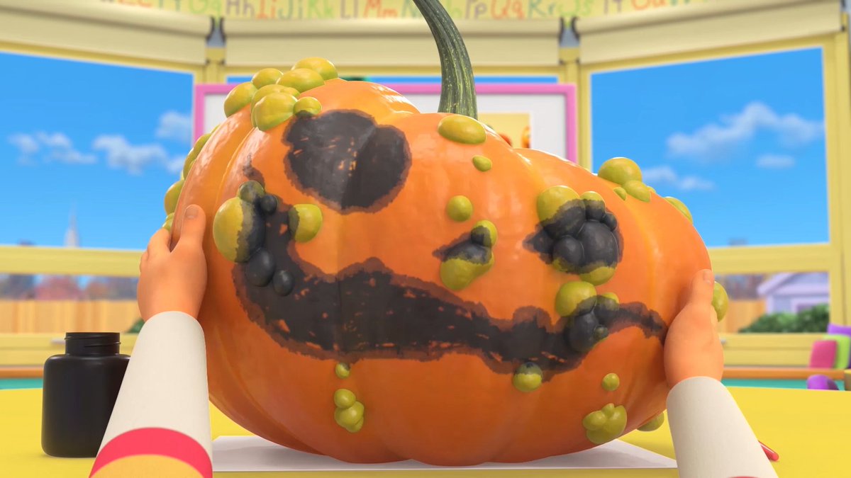 OddBot's tweet image. Which kind of Jack-o-Lantern will you be carving this Halloween 🎃
.
.
Kindergarten: The Musical 🎵 &amp;amp; Playdate with Winnie the Pooh 🍯 out now on Disney+ and YouTube