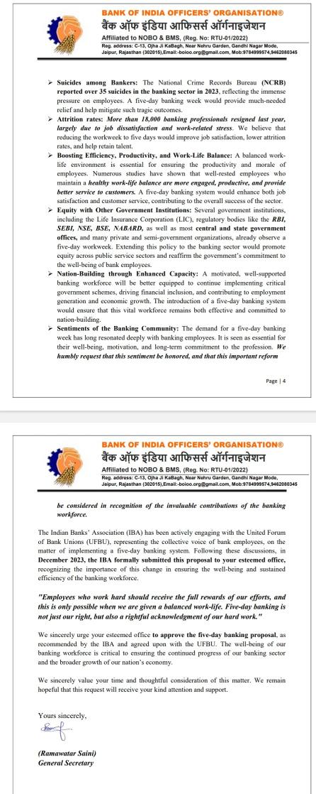 We earnestly urge the implementation of a 5-day banking.This crucial reform will promote better work-life balance, increase productivity,and improve the well-being of 15 lakh bank employees,contributing to the nation’s economic growth.<a href="/DFS_India/">DFS</a> #5DayBanking