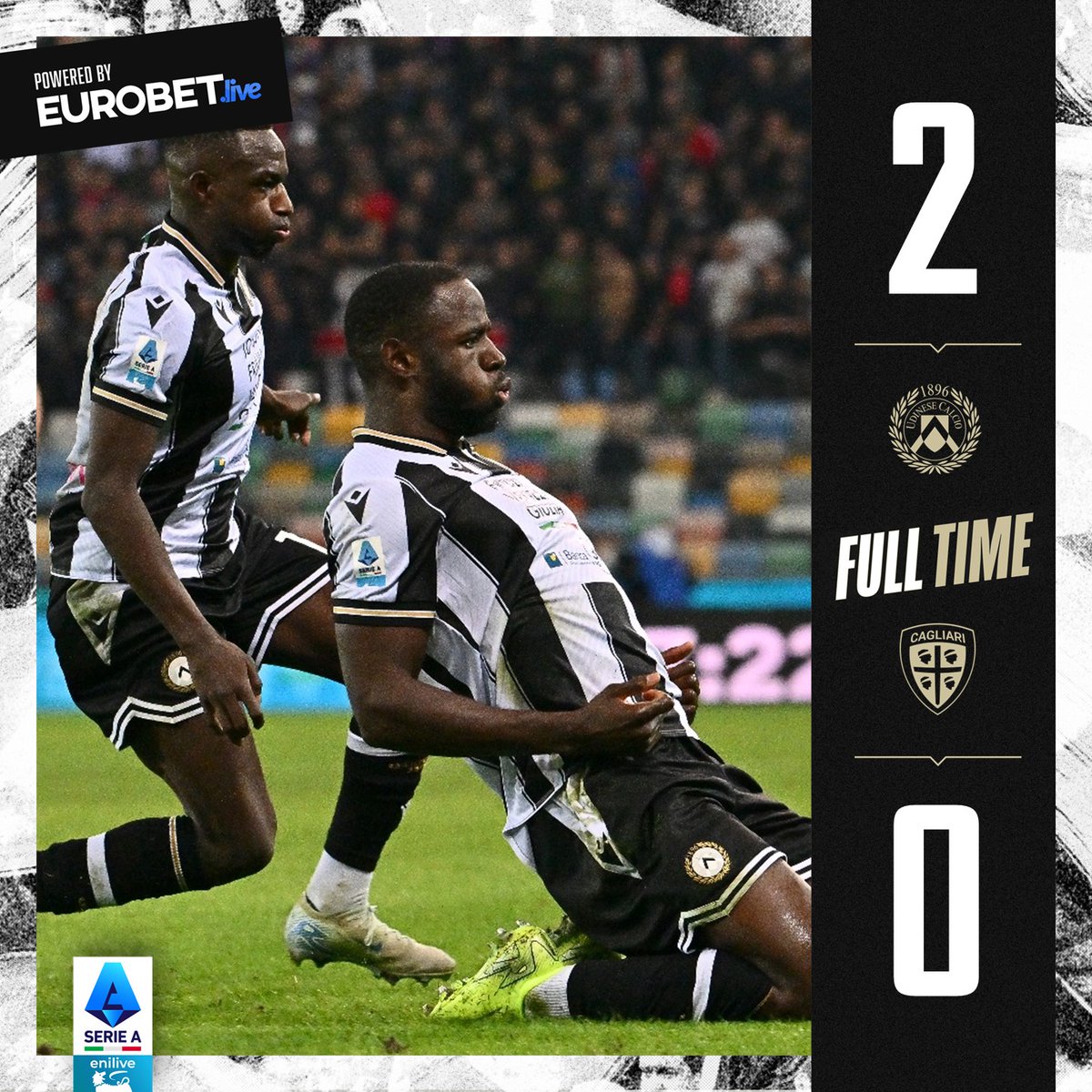 #UdineseCagliari 2-0

90+4' | Fischio finale: VINCIAMO NOI!

#ForzaUdinese #AléUdin