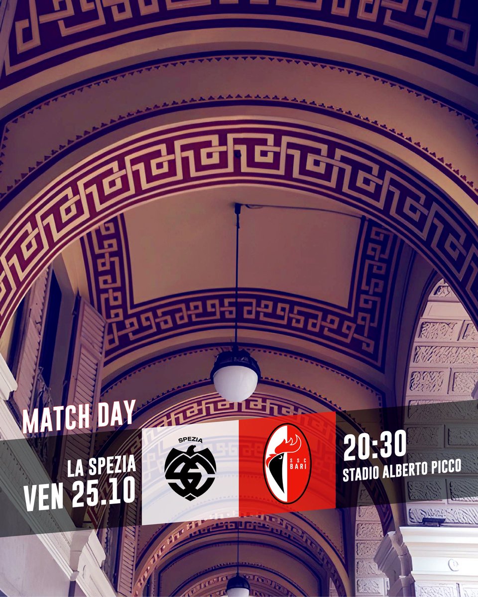 sscalciobari's tweet photo. ⚪🔴🐔 MATCH DAY • #SpeziaBari

🗓 venerdì 25 ottobre
🕕 ore 20:30
🏟 Stadio Picco

📱 cronaca live su https://t.co/WBNnIa4DZj, IG e FB stories @sscalciobari
📲 pre e post partita su Facebook e Instagram @sscalciobari
#️⃣ official hashtag #sscbari #SPEBAR https://t.co/KgbElIoqRb