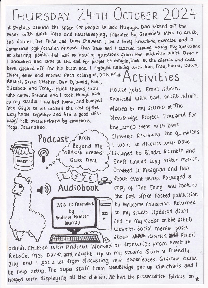Helen Shaddock (@hshaddock) on Twitter photo Thursday 24th October 2024 - arted.online/blog/diaries/ #art #diary #drawing #helenshaddock #eatingdistress #eatingdisorder #ocd #mentalhealth #recovery@artED_online
@N_B_Project <a href="/ClaireMorganM/">Claire Murphy Morgan</a>
<a href="/TheCyberPsyche/">Dr Dawn Branley-Bell (on 🦋 @thecyberpsyche)</a>
<a href="/RHEDC_Project/">RHED-C</a> <a href="/grainne_gms/">Gráinne Sweeney</a> <a href="/somethinggrace/">Grace Denton</a>
<a href="/rachelwboyd/">Rachel Boyd</a> <a href="/DaveChawner/">Dave Chawner</a> Thursday 24th October 2024 - arted.online/blog/diaries/ #art #diary #drawing #helenshaddock #eatingdistress #eatingdisorder #ocd #mentalhealth #recovery@artED_online
@N_B_Project <a href="/ClaireMorganM/">Claire Murphy Morgan</a>
<a href="/TheCyberPsyche/">Dr Dawn Branley-Bell (on 🦋 @thecyberpsyche)</a>
<a href="/RHEDC_Project/">RHED-C</a> <a href="/grainne_gms/">Gráinne Sweeney</a> <a href="/somethinggrace/">Grace Denton</a>
<a href="/rachelwboyd/">Rachel Boyd</a> <a href="/DaveChawner/">Dave Chawner</a>