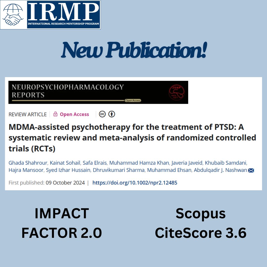 🚨 PUBLICATION ALERT 🚨

We are thrilled to announce that our mentees, under the expert guidance of our instructors, have successfully published a new meta-analysis in Neuropsychopharmacology Reports (Scopus CiteScore 3.6).

#research #mentorship #Match2026 #publication