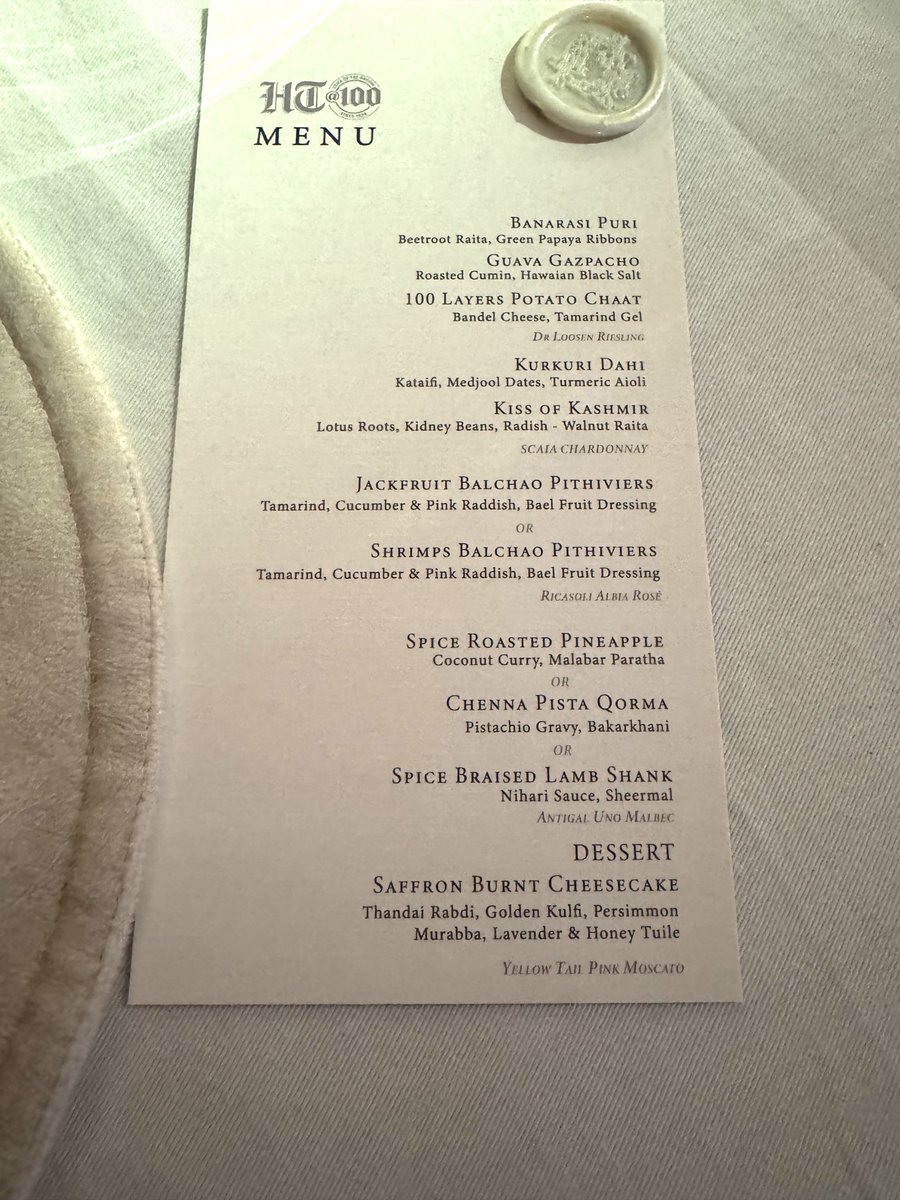 vir sanghvi (@virsanghvi) on Twitter photo For those who asked here is <a href="/TheVikasKhanna/">Vikas Khanna</a> s menu for the <a href="/htTweets/">Hindustan Times</a> centenary dinner.
It was served over five courses & it was the dinner of a lifetime For those who asked here is <a href="/TheVikasKhanna/">Vikas Khanna</a> s menu for the <a href="/htTweets/">Hindustan Times</a> centenary dinner.
It was served over five courses & it was the dinner of a lifetime