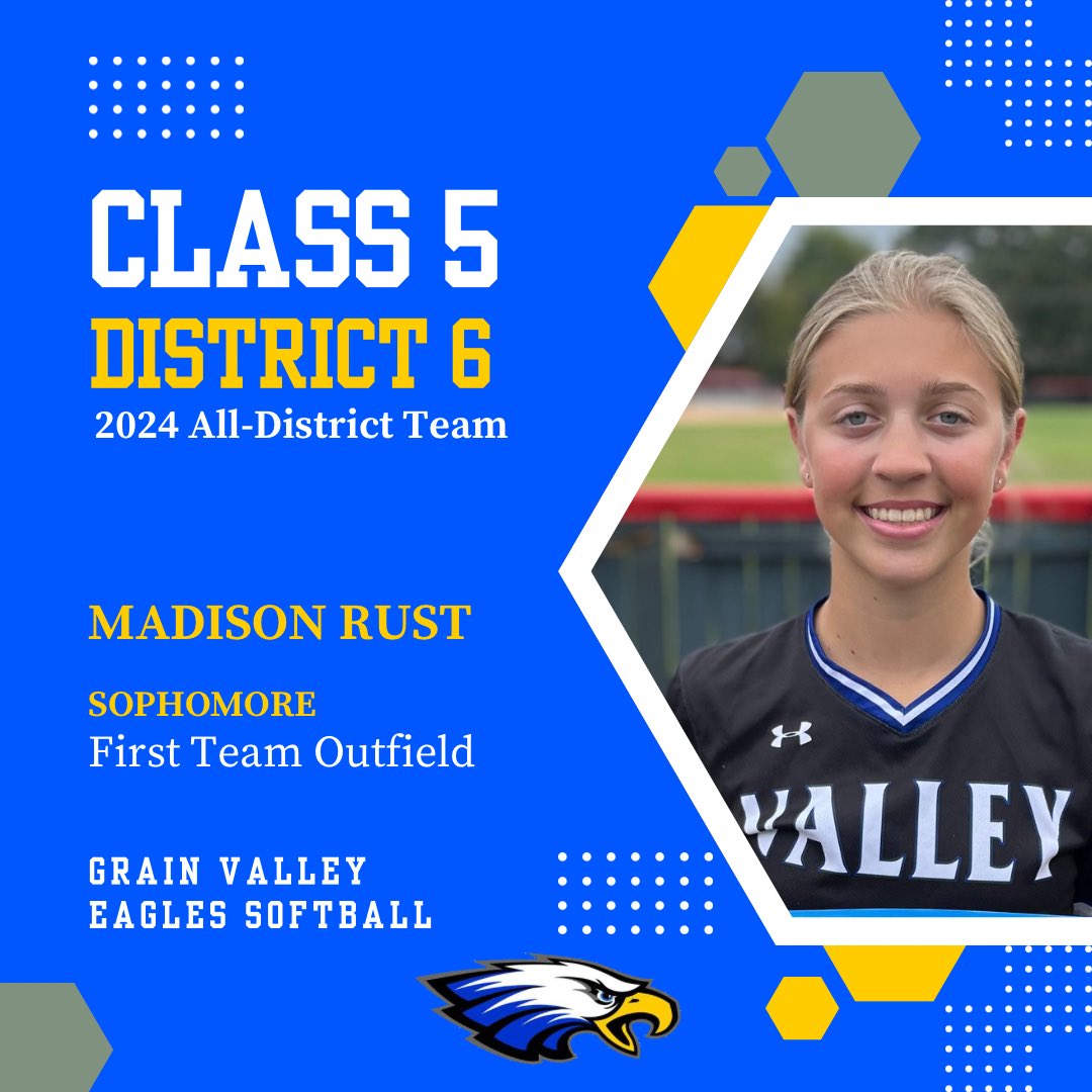 π₯ GVHS Softball π₯ (@gvsftball) on Twitter photo Congrats to <a href="/MadisonRust3/">Madison Rust</a> for being named All-District! <a href="/GVHSEagles/">Grain Valley High</a> #NextPlay #OneValley Congrats to <a href="/MadisonRust3/">Madison Rust</a> for being named All-District! <a href="/GVHSEagles/">Grain Valley High</a> #NextPlay #OneValley