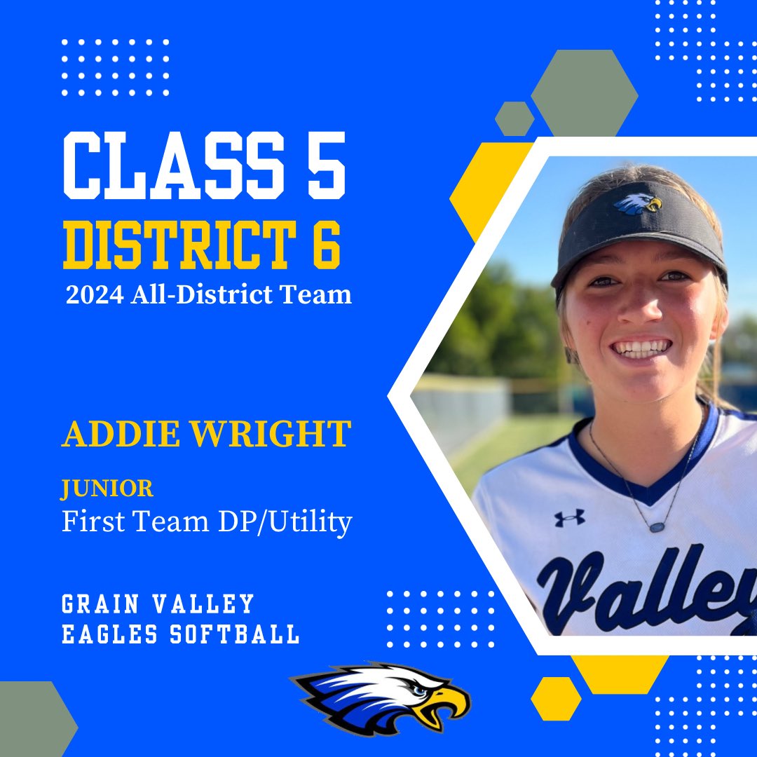 π₯ GVHS Softball π₯ (@gvsftball) on Twitter photo Congrats to <a href="/addie_w_22/">Addie Wright</a> for being named All-District! <a href="/GVHSEagles/">Grain Valley High</a> #NextPlay #OneValley Congrats to <a href="/addie_w_22/">Addie Wright</a> for being named All-District! <a href="/GVHSEagles/">Grain Valley High</a> #NextPlay #OneValley