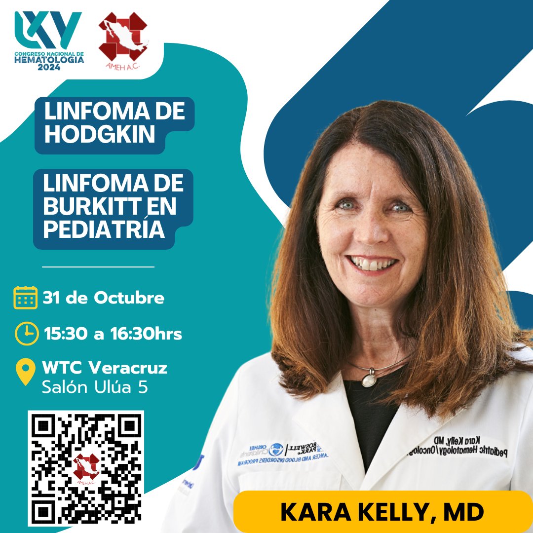 ContactoAmeh's tweet photo. ¡La Dra. Kara Kelly 🇺🇸 en el LXV Congreso Nacional de Hematología 2024! ✨

🩺 En un mismo simposio:
🔸 Linfoma de Hodgkin
🔸 Linfoma de Burkitt en pediatría

📅 Jueves 31 de octubre
⏰ 15:30 a 16:30 h
📍 Salón Ulúa 5, WTC Veracruz

🌊 ¡Nos vemos en Boca del Río!

#AMEH24 https://t.co/N4xoeRbnMh