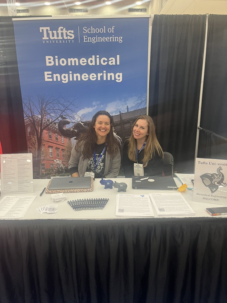 New department chair Prof. Shelly Peyton and department manager Lorin Polidora are at the booth today! Come say hi to learn about our PhD program and open faculty searches (one is open, one is Cell Agriculture focused), and get one of Tufts Jumbo elephants! 🐘 #BME2024