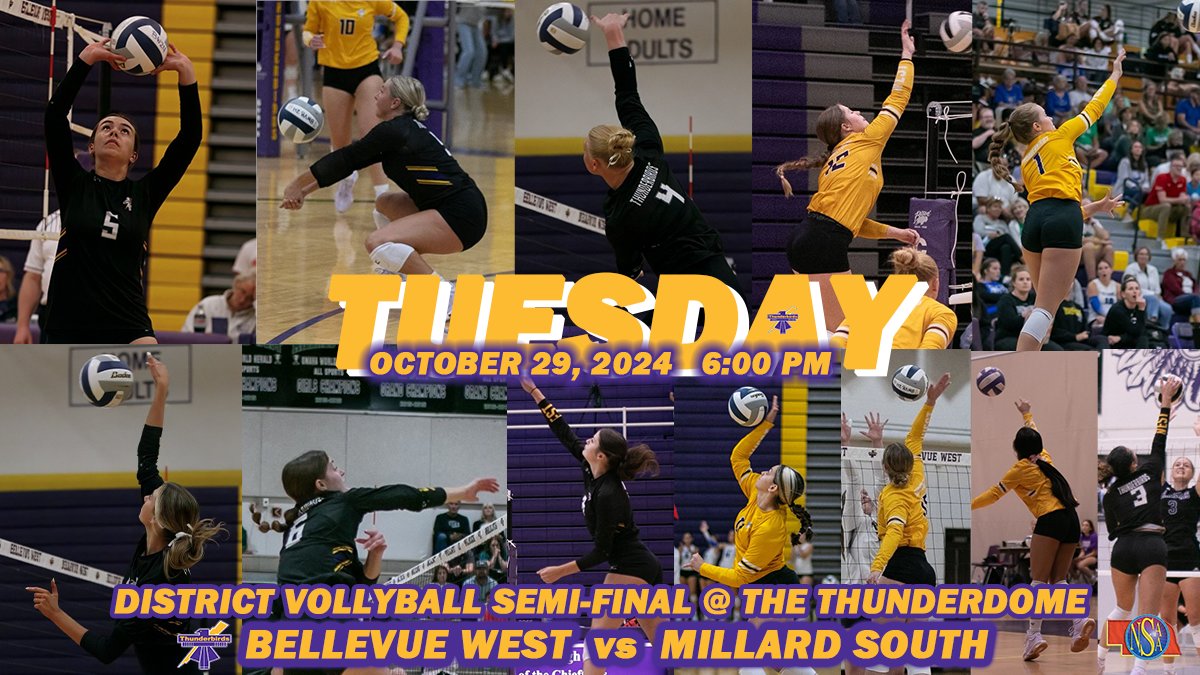 afaiman9's tweet image. 🏐DISTRICTS Semi-Final🏐 Tuesday, October 29th 6:00 PM @ The Thunderdome vs Millard South HS
@B_W_Volleyball 
@TbirdEMPIRE