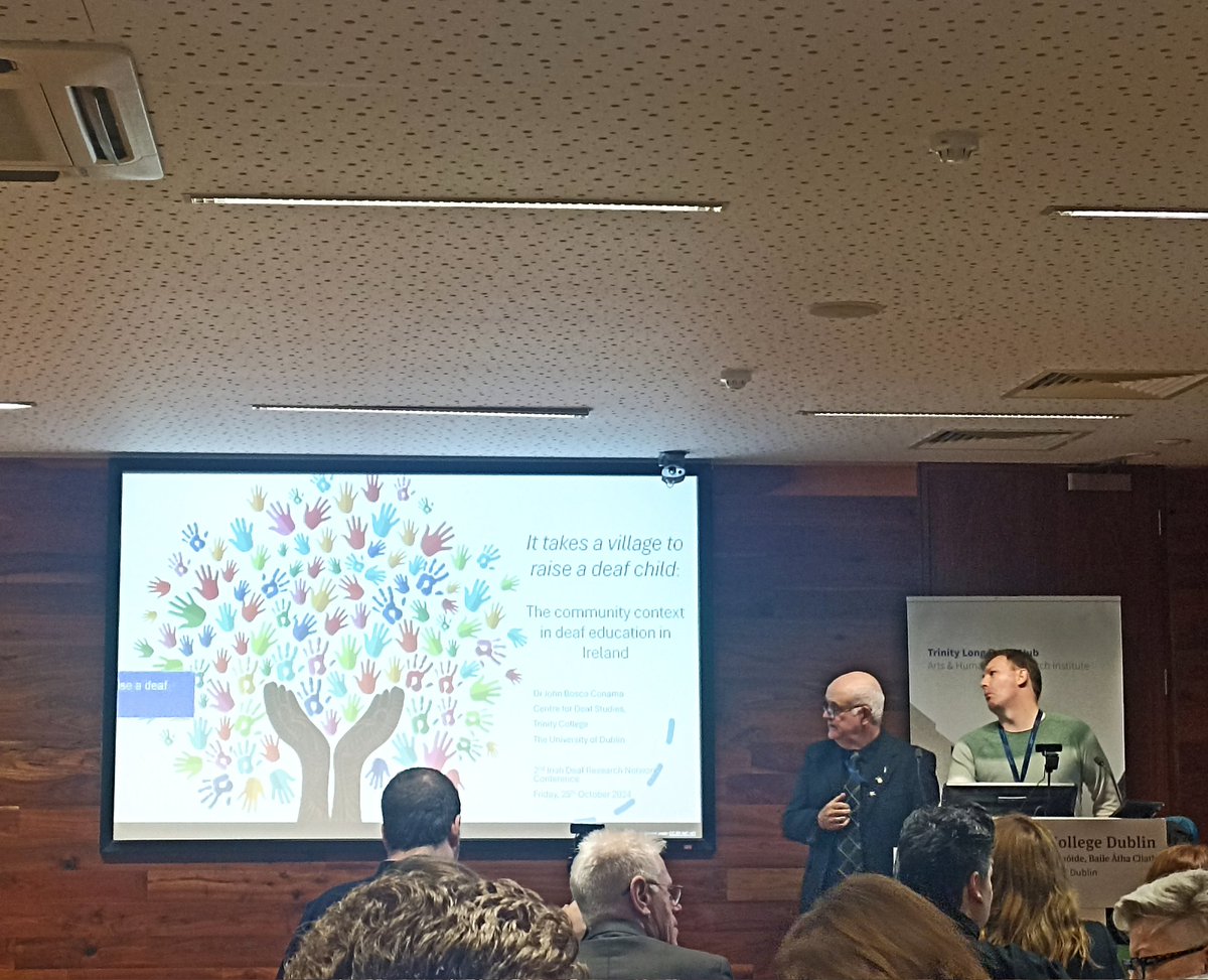 Maria Dimitropoulou (@maria_dimitrop) on Twitter photo This morning at the #IDR2024, Professor John Bosco Conama <a href="/jconama_bosco66/">Dr JBC (sign name “hearing aid”)</a> presented: "It Takes a Village to Raise a Child: The Community Context in Deaf Education in Ireland," emphasising the important role of involving the deaf community in education! <a href="/IreDeafResearch/">IreDeafResearch</a> <a href="/TLRHub/">Trinity Long Room Hub</a> This morning at the #IDR2024, Professor John Bosco Conama <a href="/jconama_bosco66/">Dr JBC (sign name “hearing aid”)</a> presented: "It Takes a Village to Raise a Child: The Community Context in Deaf Education in Ireland," emphasising the important role of involving the deaf community in education! <a href="/IreDeafResearch/">IreDeafResearch</a> <a href="/TLRHub/">Trinity Long Room Hub</a>