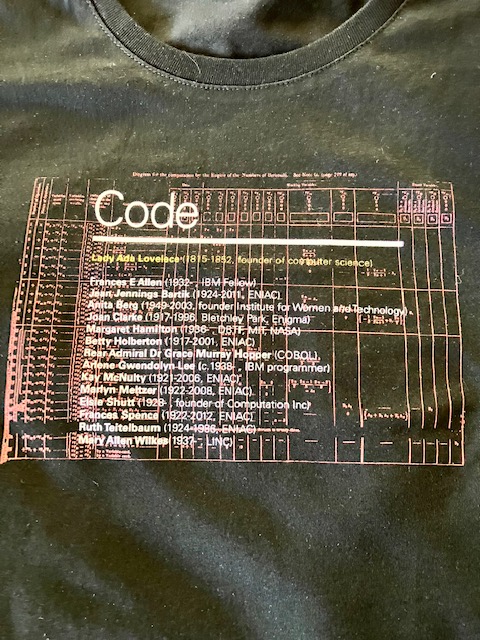cindygallop's tweet image. How much do we love this T-shirt?!! Graham Wood told me back on #AdaLovelaceDay that he&apos;d designed it long ago, I went OMG WANT, and he kindly sorted one out for me ❤️ As you can tell, Graham is not only a brilliant designer, but one with his values in the right place - check out…