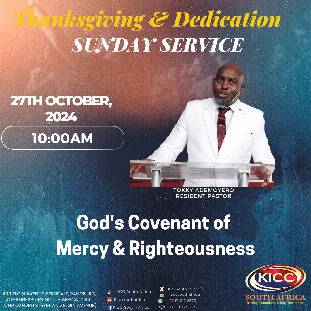 kiccsouthafrica's tweet image. We look forward to seeing you this Sunday as we celebrate and thank God for His daily mercy. 
Don't miss it!
#SundayService 
#ThanksgivingService 
#DedicationService
#KICCSouthAfrica 
#TokkyAdemoyero
